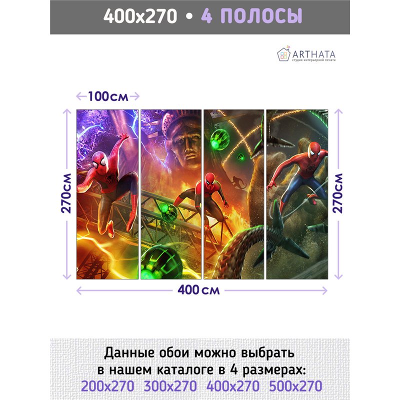 Фотообои для мальчика человек паук 400х270 см в игровую