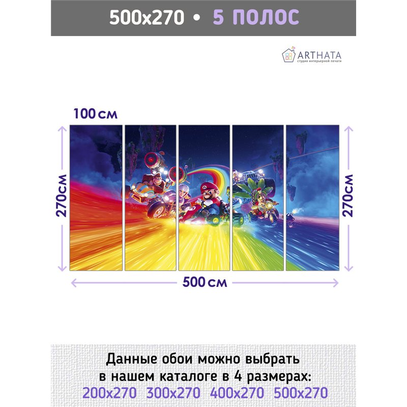 Фотообои для девочки марио карт 8 500х270 см моющиеся