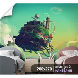 Фотообои в детскую парящий дом пейзаж 200х270 см для девочек для мальчиков