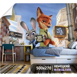 Фотообои детям звеорополис мульфильм 500х270 см моющиеся