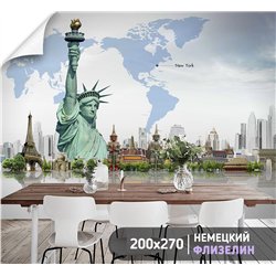 Фотообои на стену арт карта Нью йорк 200х270 см для зала