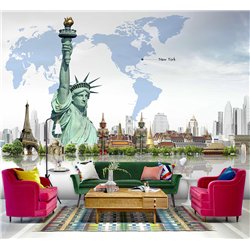 Фотообои на стену арт карта Нью йорк 200х270 см для зала