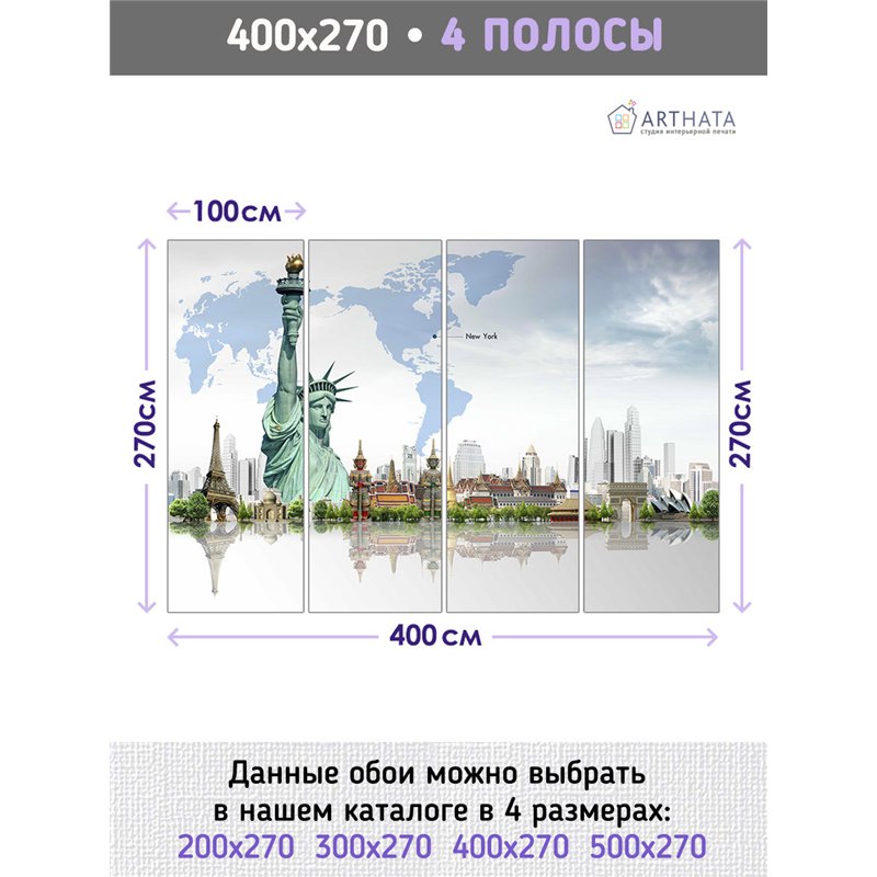 Фотообои арт карта Нью йорк 400х270 см для спальни