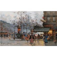Картина на холсте по фото Модульные картины Печать портретов на холсте Оживленный бульвар в Париже