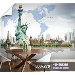 Фотообои арт карта Нью йорк 500х270 см для коридора