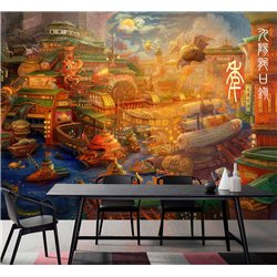Фотообои японская иллюстрация иероглифы 200х270 см для зала