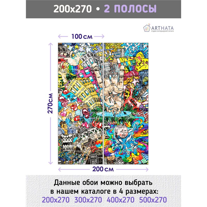 Фотообои в детскую стена граффити город 200х270 см для девочек для мальчиков