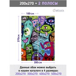 Фотообои стена граффити монстры 200х270 см для кухни