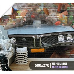 Фотообои в детскую кирпичная стена граффити 500х270 см моющиеся