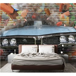 Фотообои в детскую кирпичная стена граффити 500х270 см моющиеся