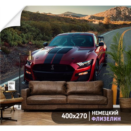 Фотообои красная машина на дороге 400х270 см в коридор