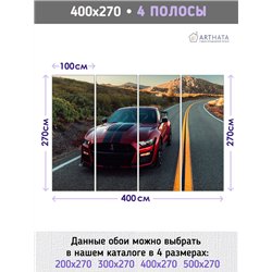 Фотообои красная машина на дороге 400х270 см в коридор