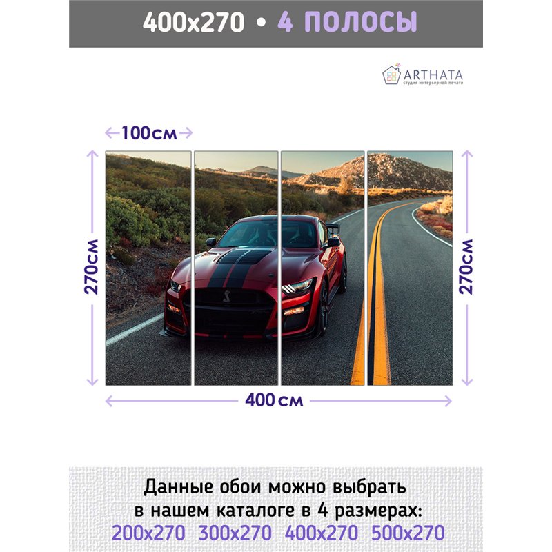Фотообои красная машина на дороге 400х270 см в коридор