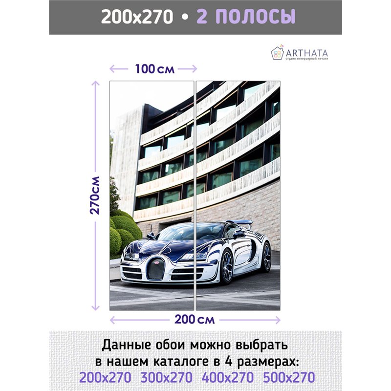 Фотообои в прихожую машина дорога пейзаж 200х270 см моющиеся