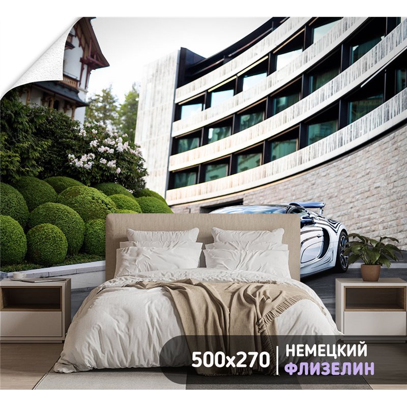 Фотообои на стену машина дорога пейзаж 500х270 см для зала