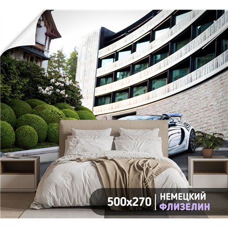 Фотообои на стену машина дорога пейзаж 500х270 см для зала