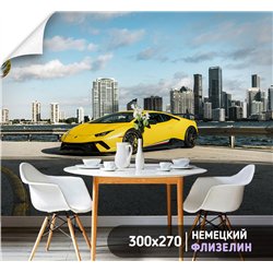 Фотообои ламборгини желтая 300х270 см в коридор