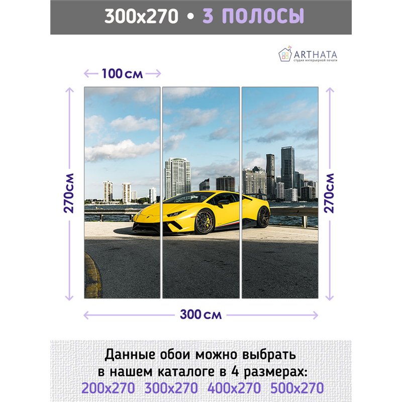 Фотообои ламборгини желтая 300х270 см в коридор