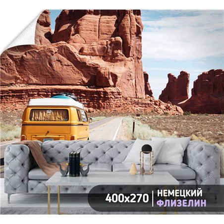 Фотообои для зала трейлер пустыня Аризона 400х270 см интерьерные