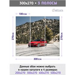 Фотообои для спальни красная машина 300х270 см моющиеся