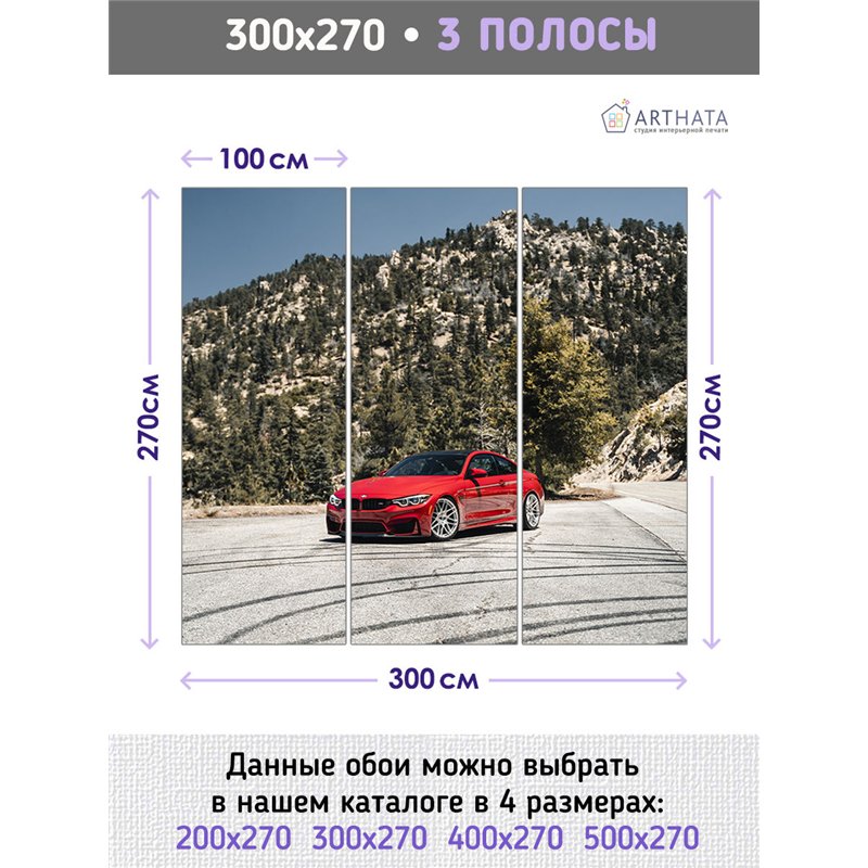 Фотообои для спальни красная машина 300х270 см моющиеся