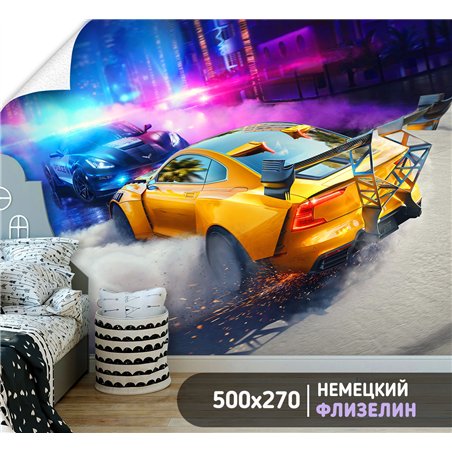 Фотообои для кухни желтая машина неон 500х270 см моющиеся