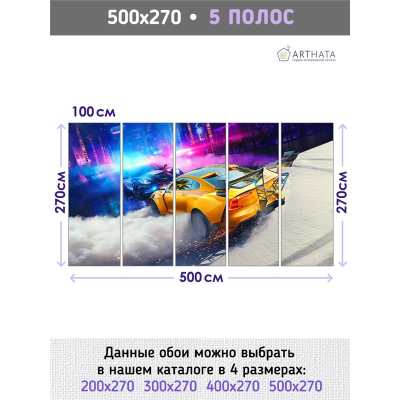 Фотообои для кухни желтая машина неон 500х270 см моющиеся
