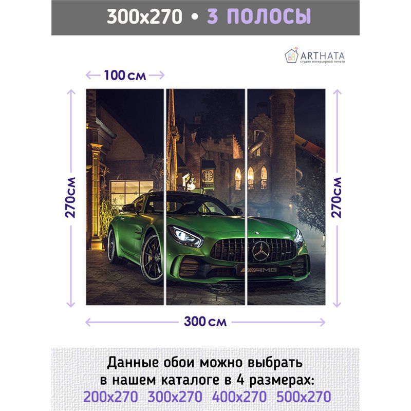 Фотообои зеленая машина 300х270 см моющиеся