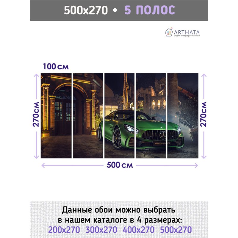 Фотообои для кухни зеленая машина 500х270 см флизелиновые с виниловым покрытием