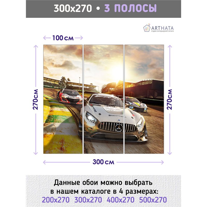 Фотообои на стену машины дорога закат 300х270 см интерьерные
