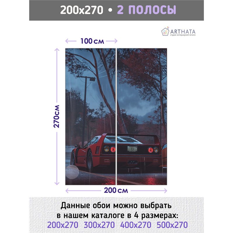 Фотообои для кухни моющиеся гоночные машины 200х270 см интерьерные