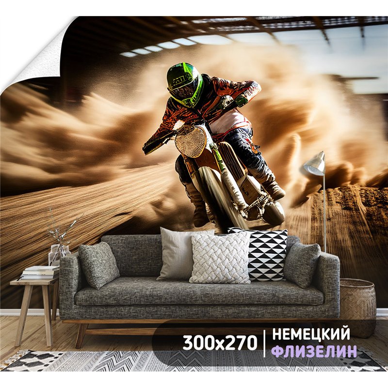 Фотообои гоночный мотоцыкл 300х270 см для зала