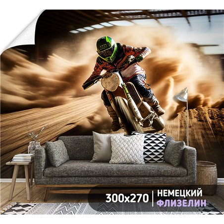 Фотообои гоночный мотоцыкл 300х270 см для зала
