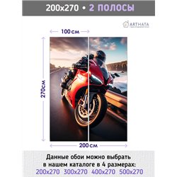 Фотообои красный мотоцикл на закате 200х270 см в коридор