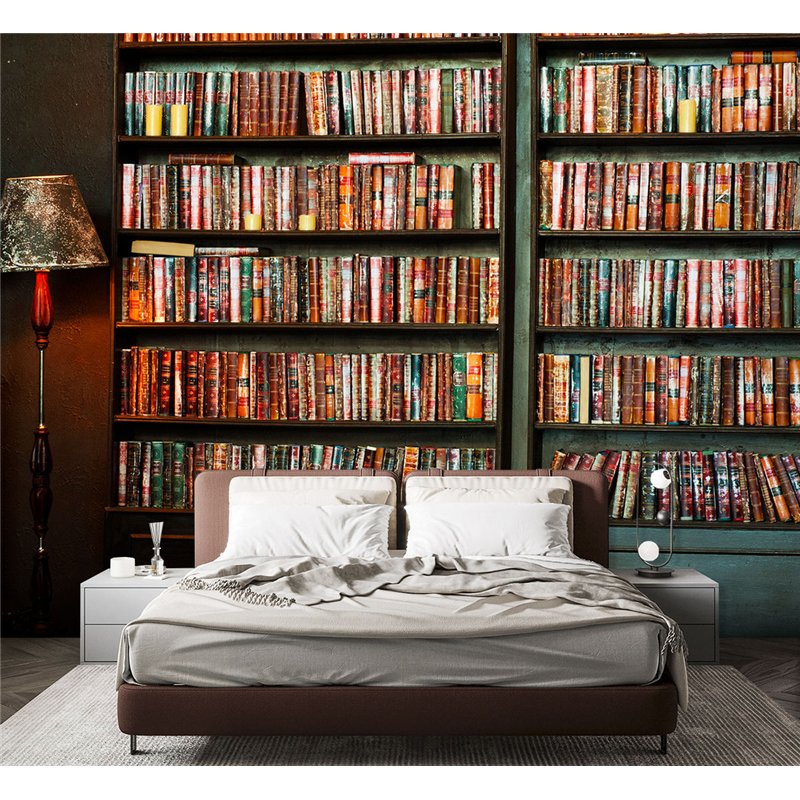 Фотообои книжные полки 200х270 см интерьерные