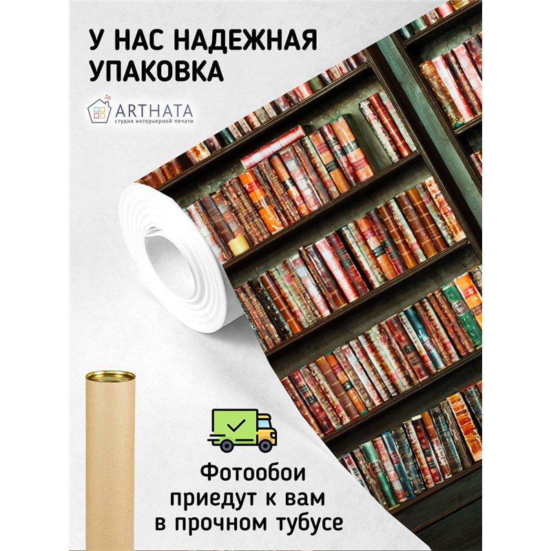 Фотообои книжные полки 300х270 см флизелиновые с виниловым покрытием