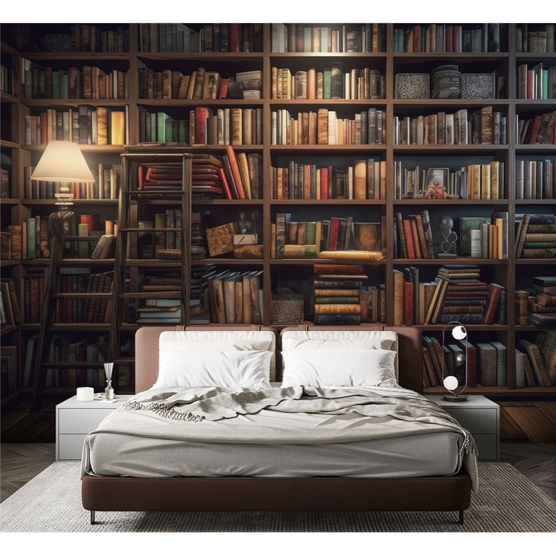Фотообои книжные полки 300х270 см для коридора
