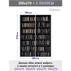 Фотообои черные книжные полки 200х270 см для коридора