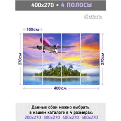 Фотообои Розовый самолет на закате 400х270 см для спальни