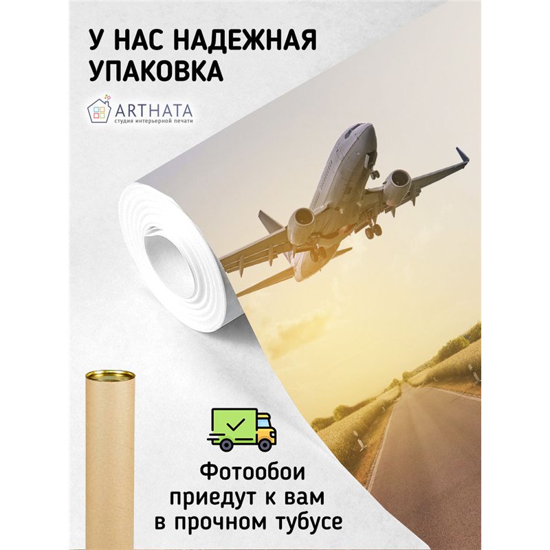 Фотообои Самолет на рассвете 300х270 см для спальни