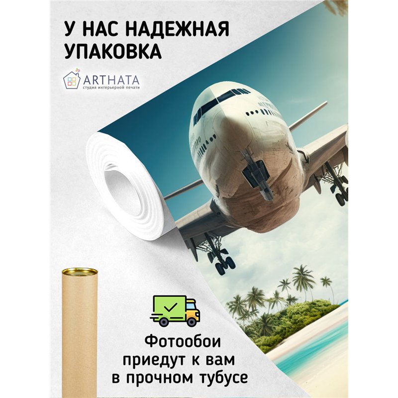 Фотообои Самолет в тропиках 400х270 см интерьерные