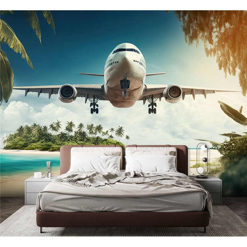 Фотообои Самолет в тропиках 400х270 см интерьерные