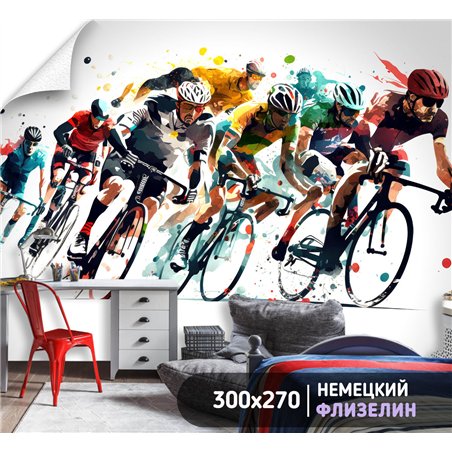 Фотообои Велоспорт 300х270 см для декорирования стен в зале