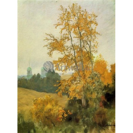 Осенний пейзаж с церковью