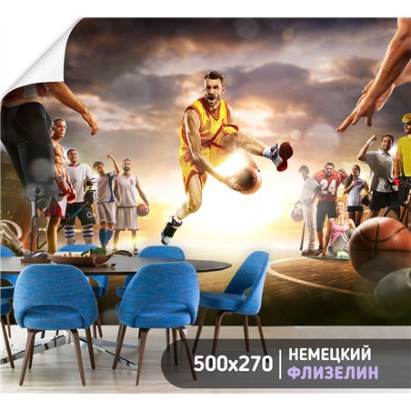Фотообои Спорт - баскетбольный мяч 500х270 см для спальни