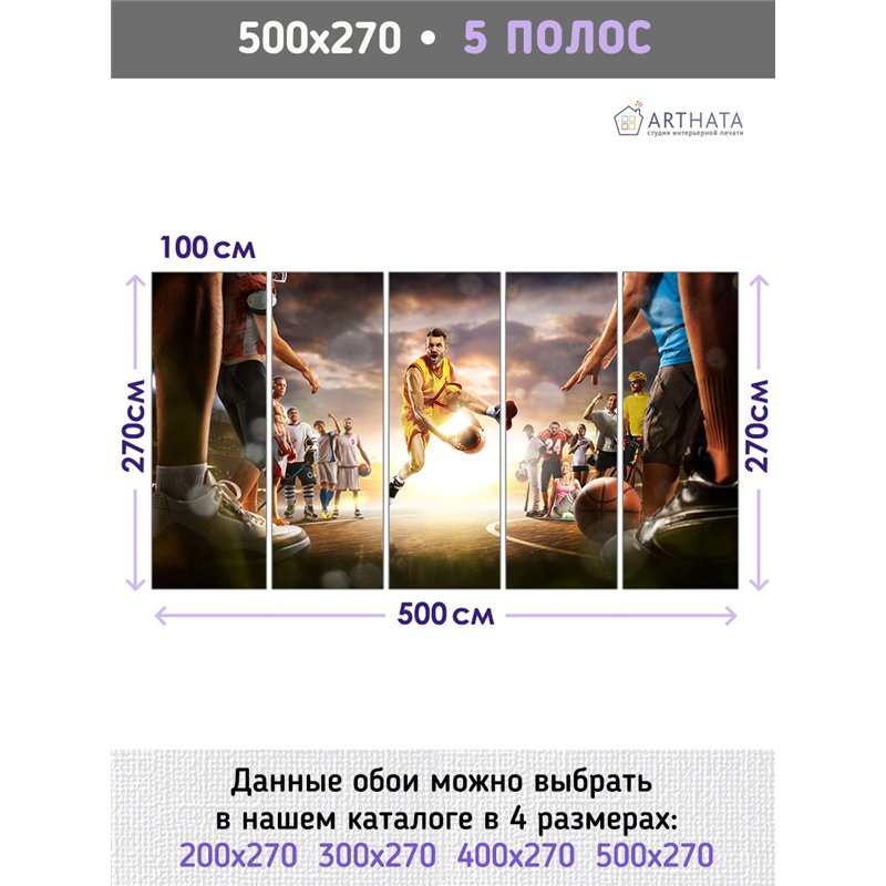 Фотообои Спорт - баскетбольный мяч 500х270 см для спальни