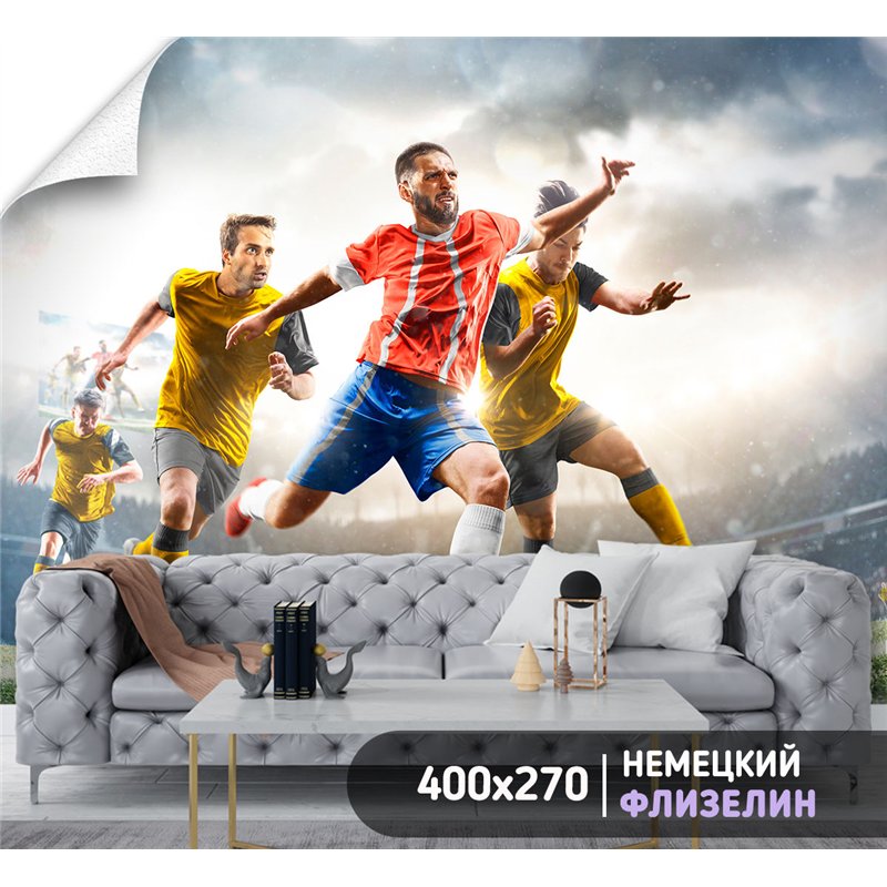 Фотообои Спорт - футболисты 400х270 см для оформления стен в гостиной