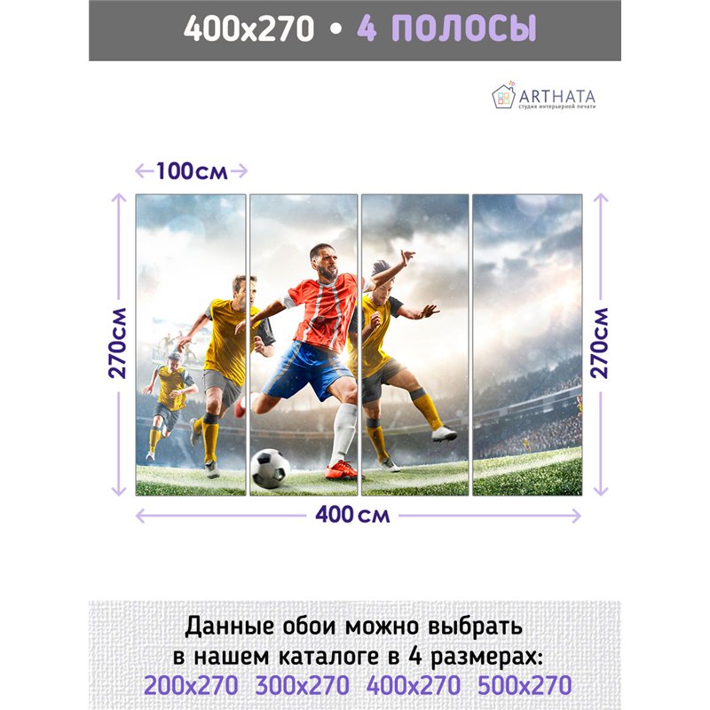 Фотообои Спорт - футболисты 400х270 см для оформления стен в гостиной