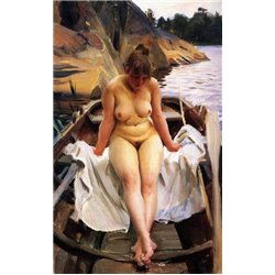 Женщина в лодке - Модульная картины, Репродукции, Декоративные панно, Декор стен
