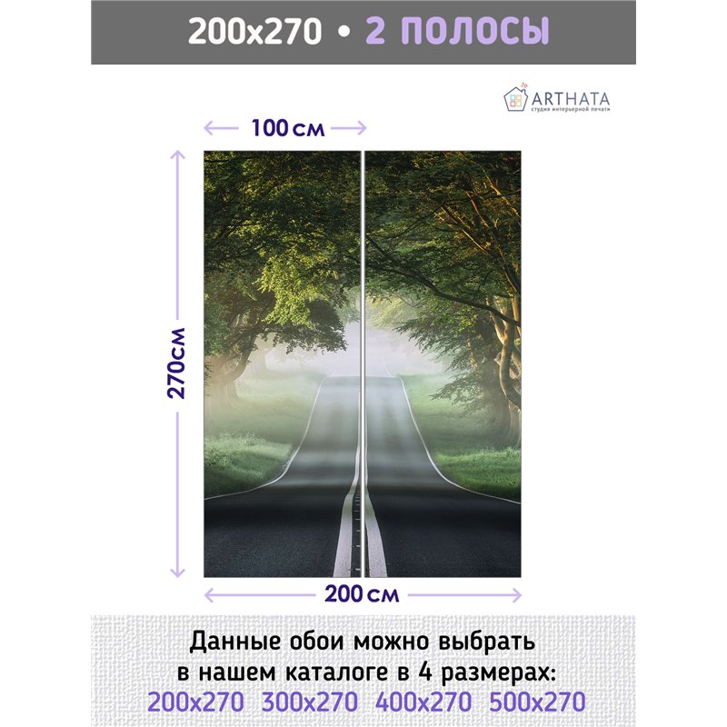 Фотообои Лес в тумане 200х270 см флизелиновые с виниловым покрытием
